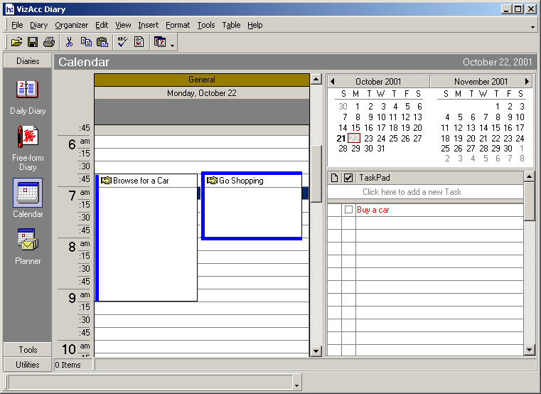 VizAcc Diary Screenshot